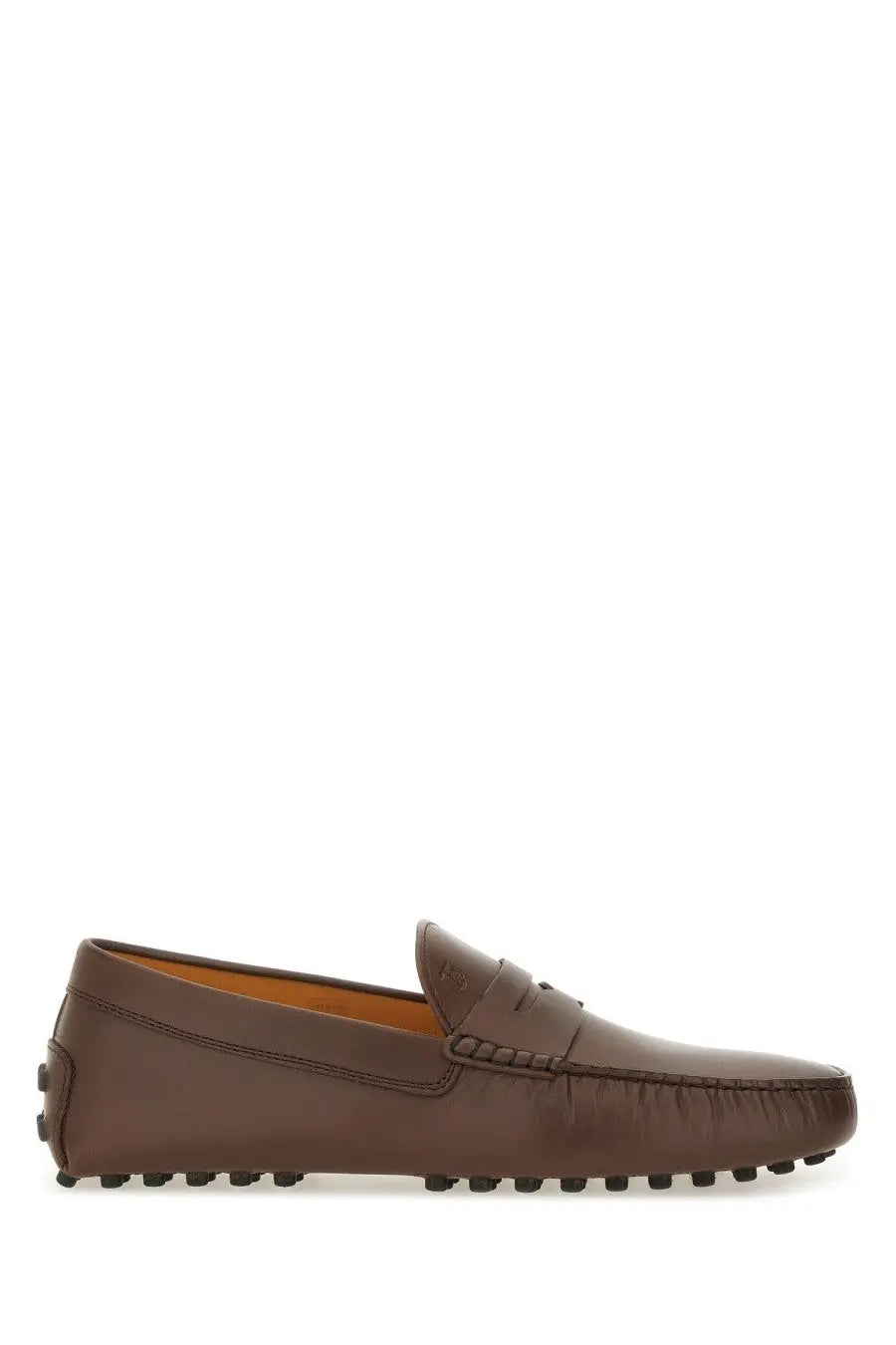 Tod’s men’s moccasin gommino bubble brown brown leather loafers with classic moccasin design and textured rubber sole