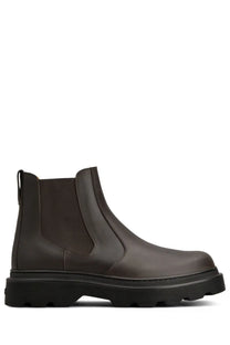Tods men’s stivale chelsea brown dark brown leather boot with chunky black rubber sole