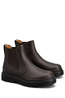 Tod’s men’s stivale chelsea brown dark brown leather chelsea boots with chunky black rubber sole