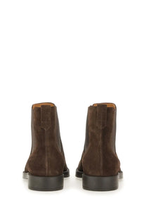 Tod’s men’s suede ankle boot brown with brown suede chelsea design matte finish and black rubber soles