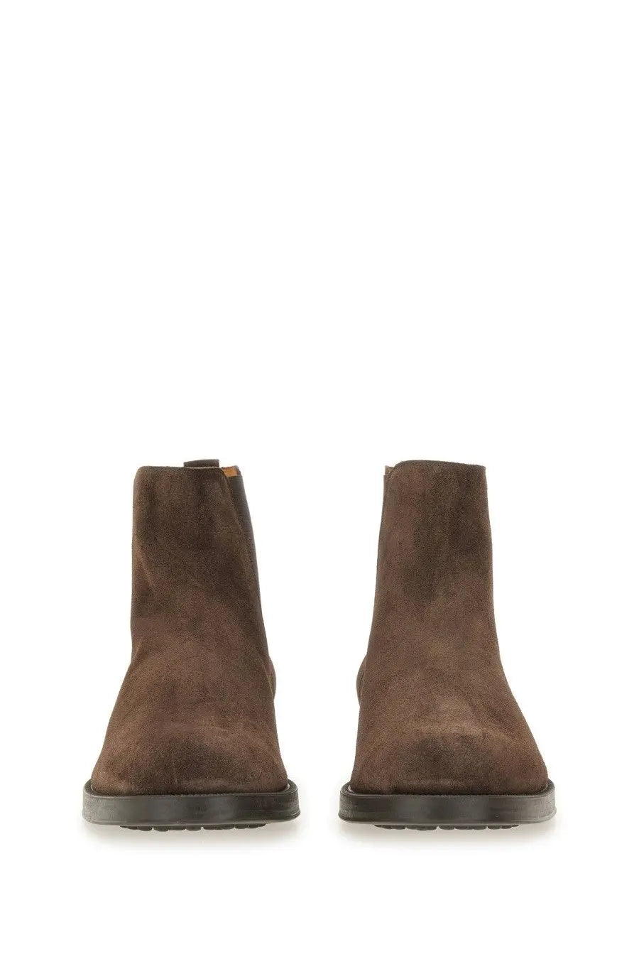 Tods men’s suede ankle boot brown in brown suede with a matte finish and dark rubber soles