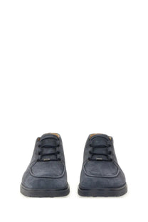 Tod’s men’s dark blue suede chukka boots with black laces and rubber sole for casual wear