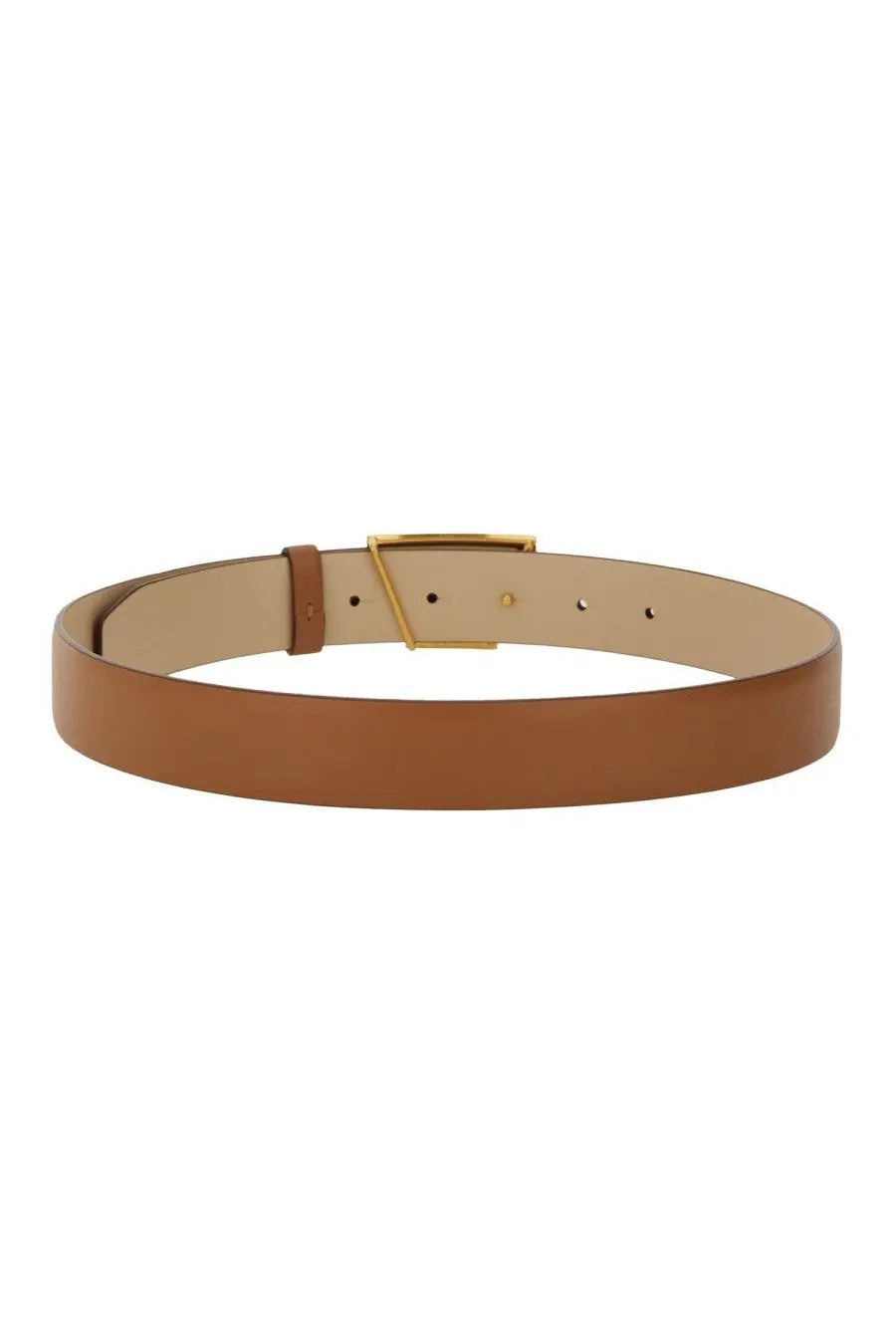 Tod’s women’s cintura reversibile brown sleek tan leather belt with minimalist gold-tone rectangular buckle