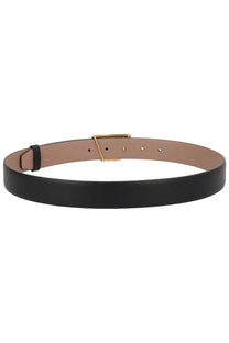 Tod’s women’s cinturа timeless reversible black leather belt with gold-tone triangular buckle and tan inner lining