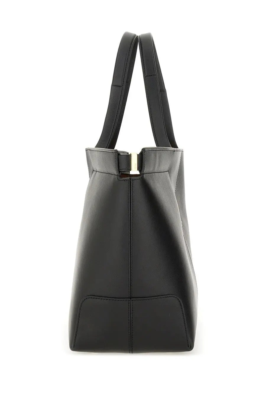 Tod’s women’s di bag folio medium small black leather tote bag with sleek minimalist design and metallic clasp closure