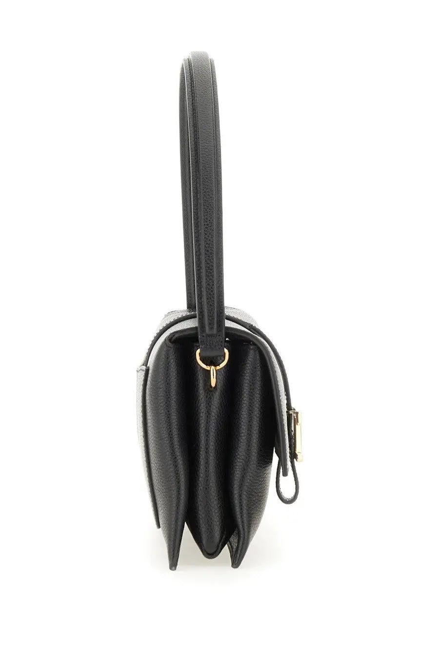 Tod’s women’s flap bag timeless black textured leather handbag with gold-tone metal clasp and handle