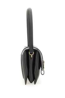 Tod’s women’s flap bag timeless black textured leather handbag with gold-tone metal clasp and handle