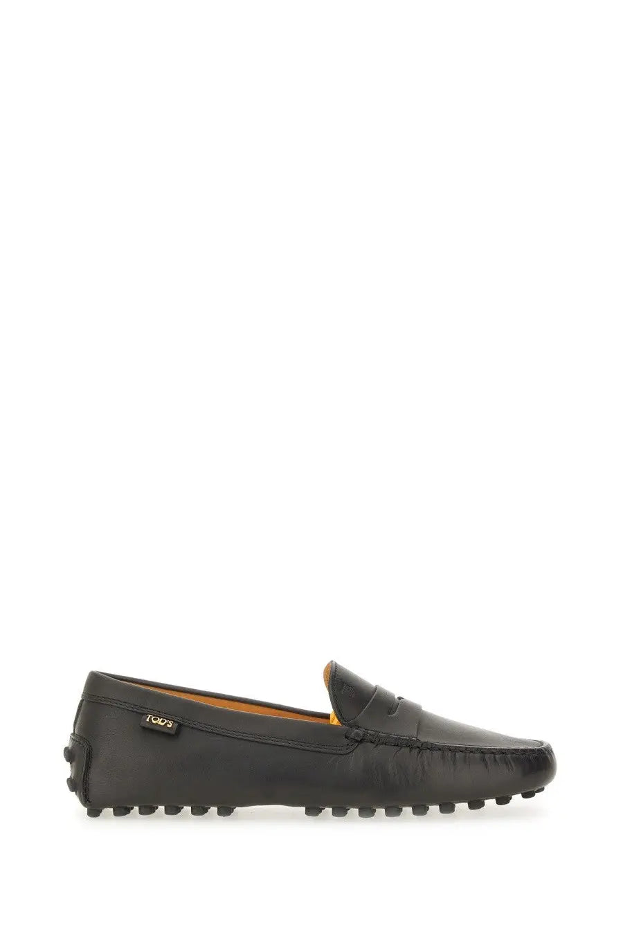 Tod’s women’s black leather gommino loafer with classic moccasin design and textured rubber sole