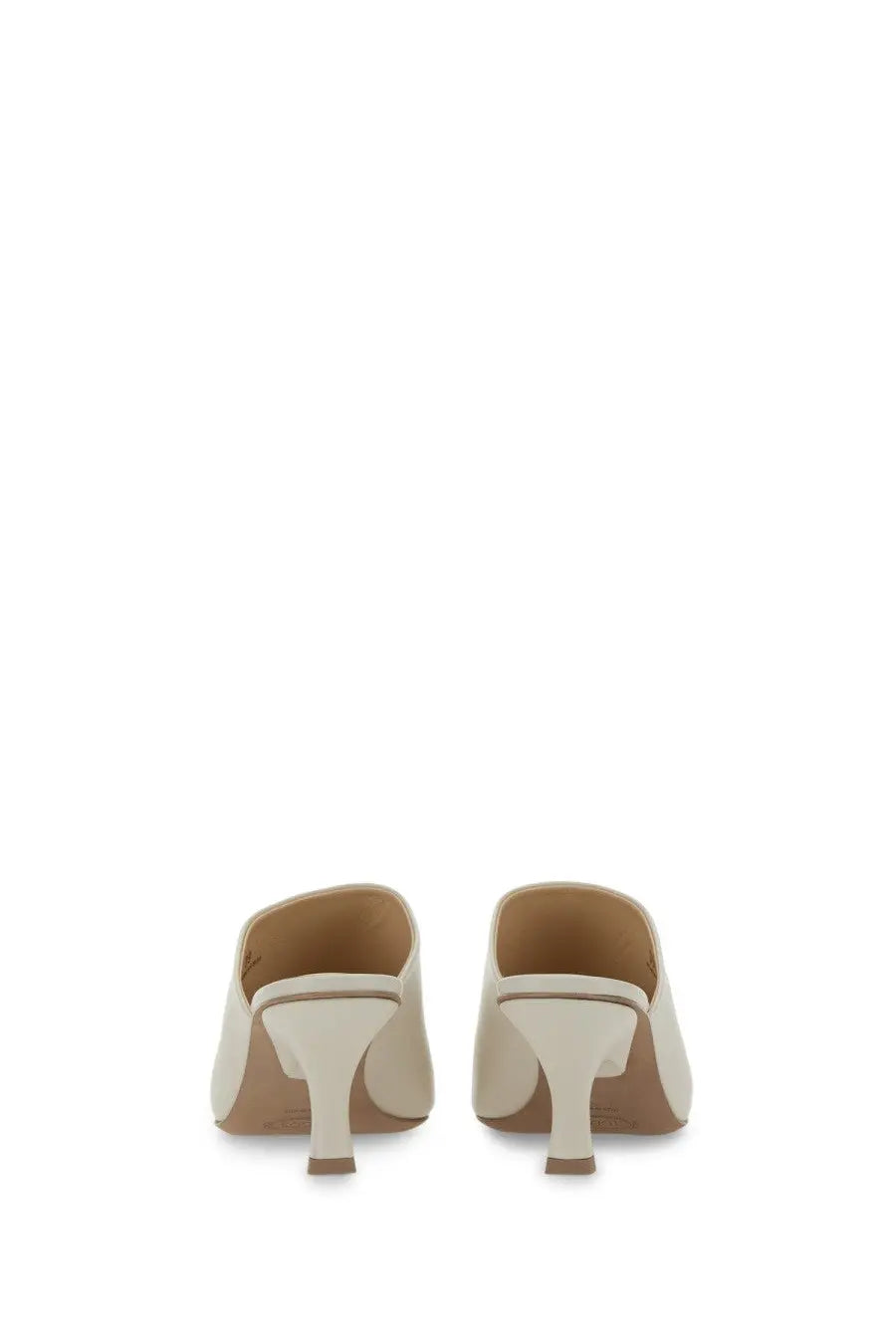 Tod’s women’s leather sandal white cream-colored mule heels with sleek minimalist design and low heel