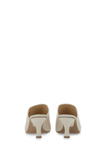 Tod’s women’s leather sandal white cream-colored mule heels with sleek minimalist design and low heel