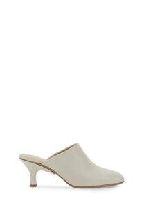Tods women’s cream leather mule sandal with sleek minimalist design and slender heel in white color