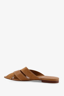Tod’s women’s leather sandals brown tan leather mule sandal with crisscross straps and low block heel
