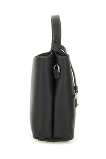 Tod’s women’s micro bag Tods black textured leather bucket bag with silver toned hardware and top handle