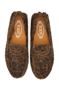 Brown leopard print fur loafers by tods in women’s moccasin gommino macro black product image