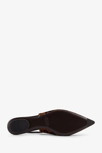 Tod’s women’s ponyskin ballerinas in beige with brown leopard print and pointed toe with black rubber sole