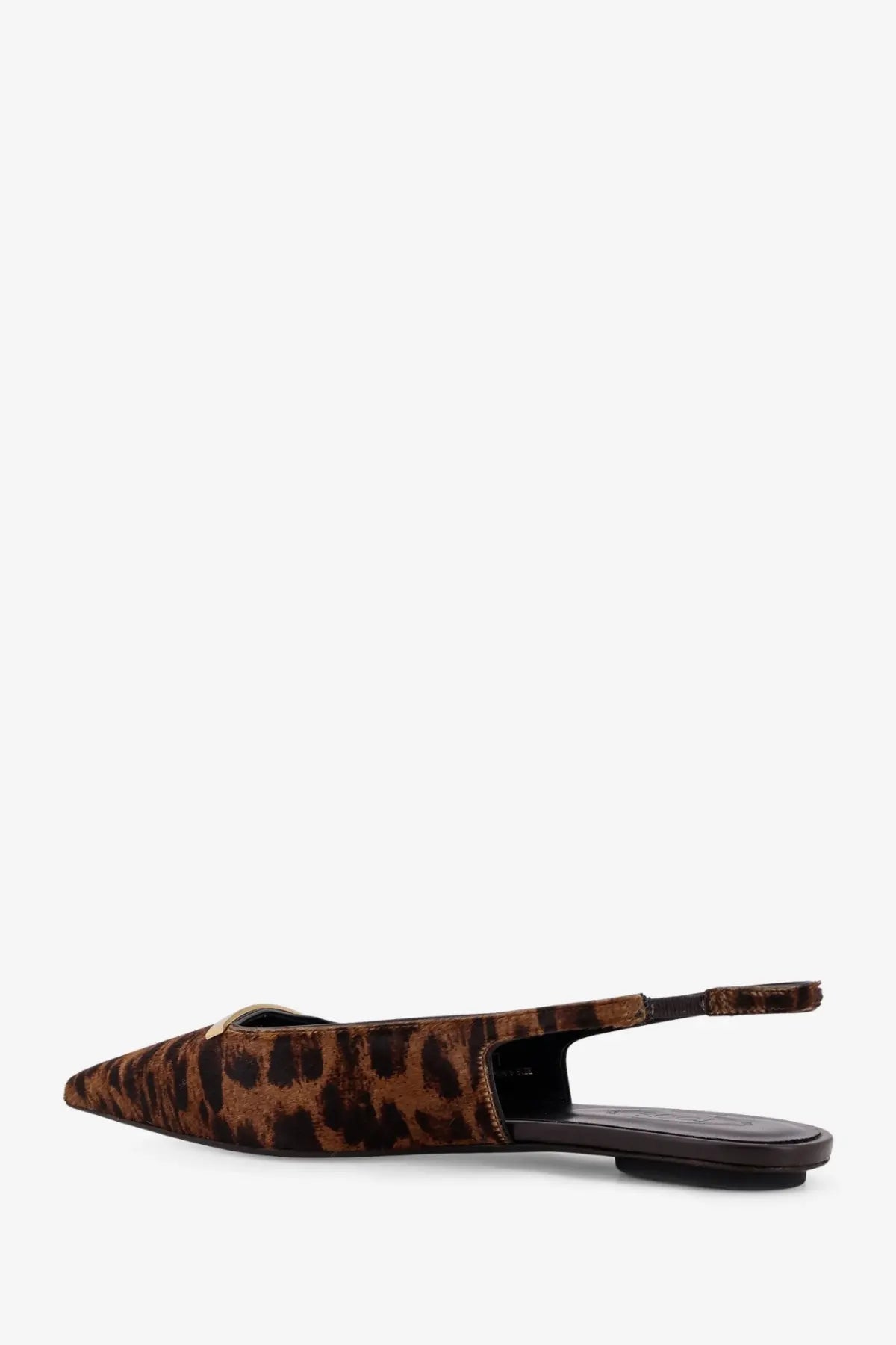 Tod’s women’s ponyskin ballerinas beige brown leopard-print suede slingback flat shoe with pointed toe and minimalist design