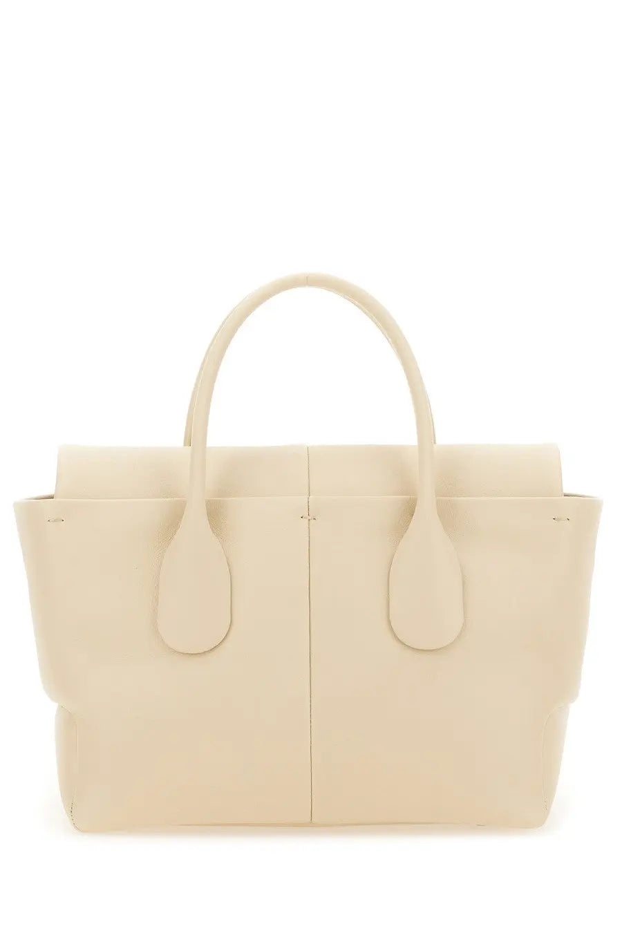 Cream-colored leather tote bag with structured design and rounded top handles Tods women’s reverse small DI bag white