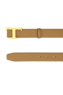 Tod’s women’s timeless reversible belt in tan leather with gold-tone h buckle for elegant style