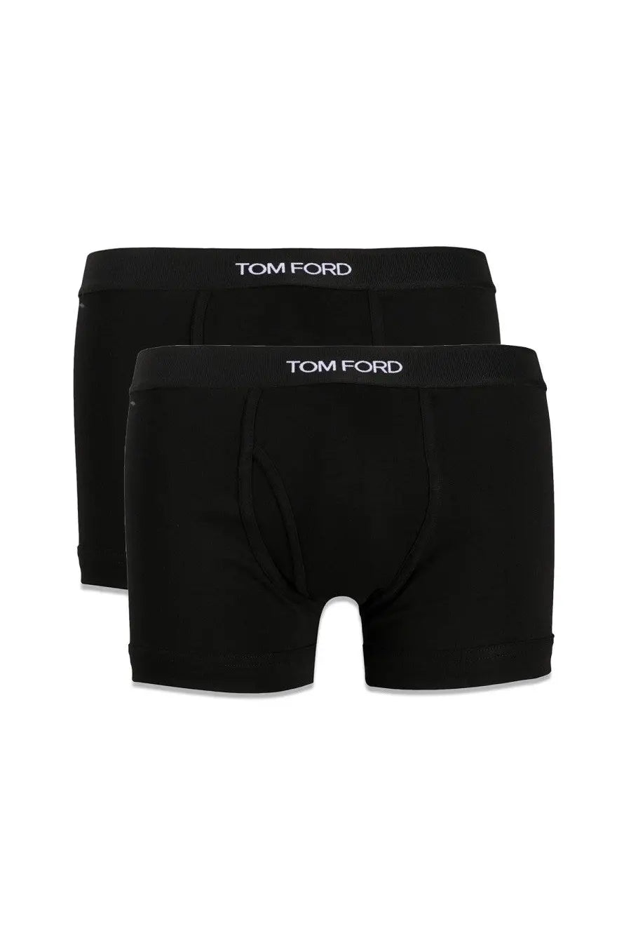 Tom ford men’s bi pack boxer black featuring black sleek boxer briefs with minimalist design and white branded waistband