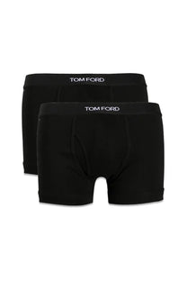 Tom ford men’s bi pack boxer black featuring black sleek boxer briefs with minimalist design and white branded waistband