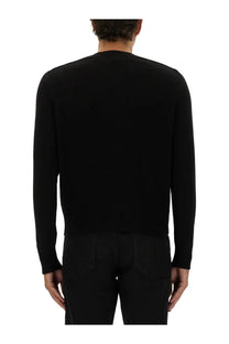 Tom Ford men’s black cashmere sweater with long sleeves and ribbed hem and cuffs