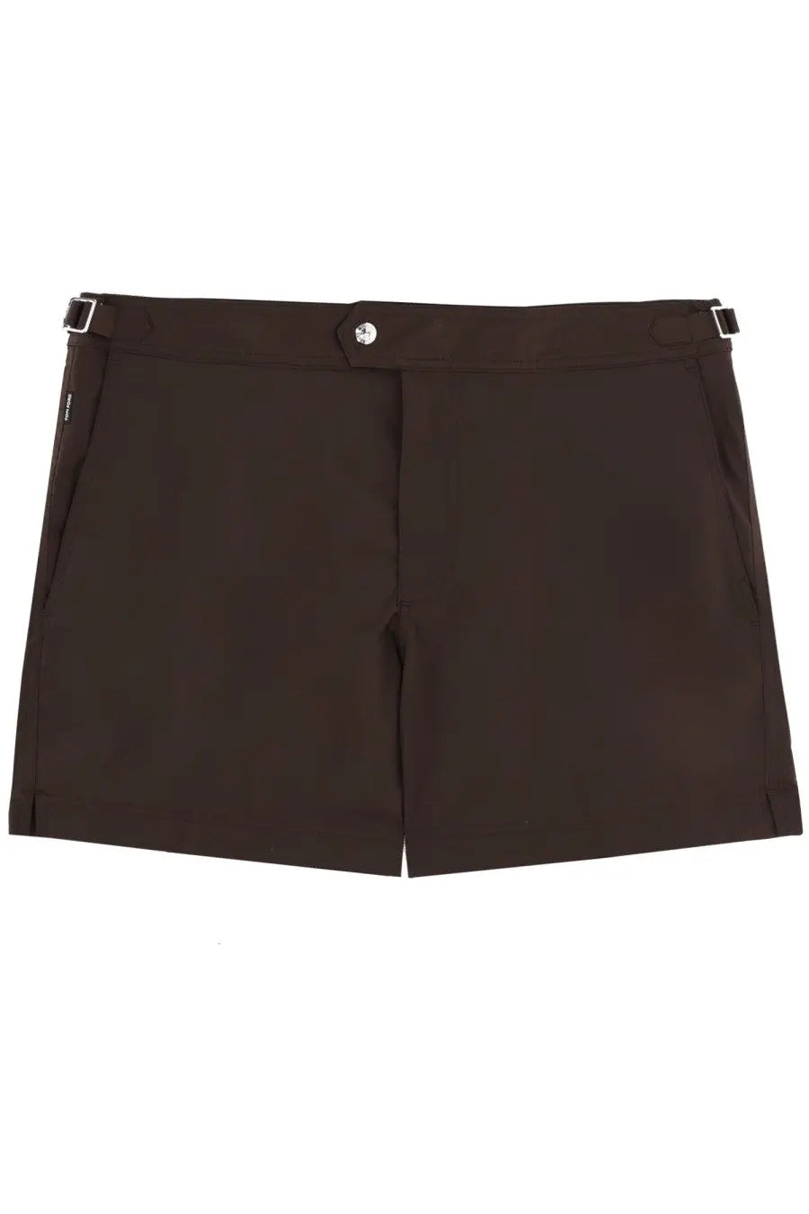 Black tom ford men’s costume da bagno micro brown shorts with sleek tailored design and silver toned belt loops