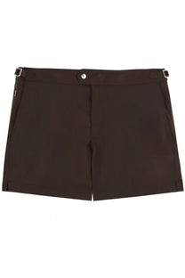 Black tom ford men’s costume da bagno micro brown shorts with sleek tailored design and silver toned belt loops