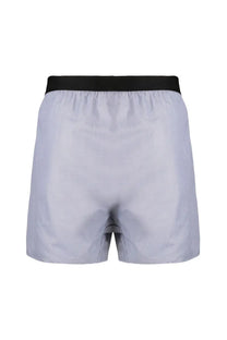 Tom Ford men’s light gray cotton boxer shorts with black elastic waistband for comfortable everyday wear
