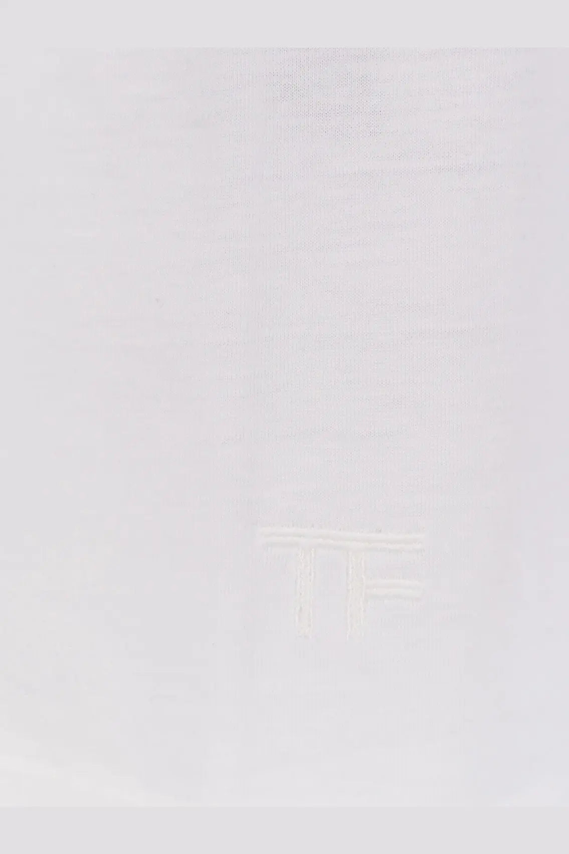 White tom ford men’s cotton and silk shirt with faint tf logo embroidered in matching thread on fabric