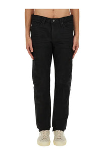 Tom Ford men’s black denim jeans with a straight-leg cut and classic five-pocket design in denim blue