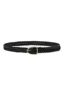 Tom Ford men’s black braided leather belt with a silver-toned buckle for stylish everyday wear