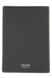 Tom ford men’s black textured leather passport holder made in italy perfect for travel organization