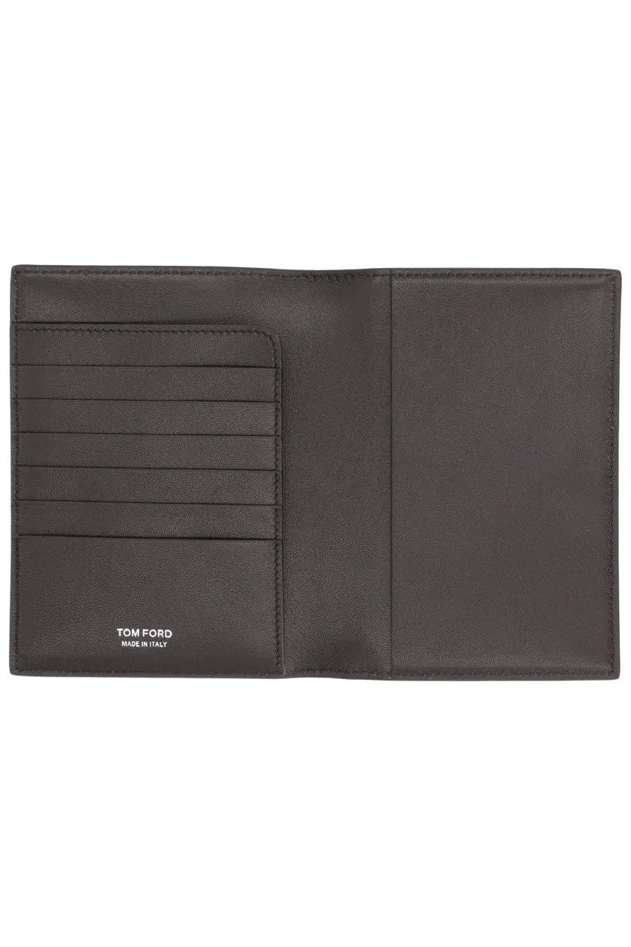 Dark gray leather tom ford wallet with multiple card slots and minimalist design for men’s use