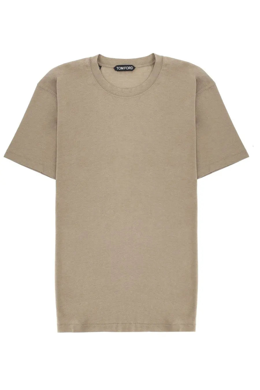 Beige tom ford short-sleeved crew neck t-shirt made from lyocell and cotton for men in green product line