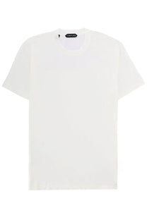 White tom ford men’s crew neck t-shirt made of lyocell and cotton with short sleeves for casual wear