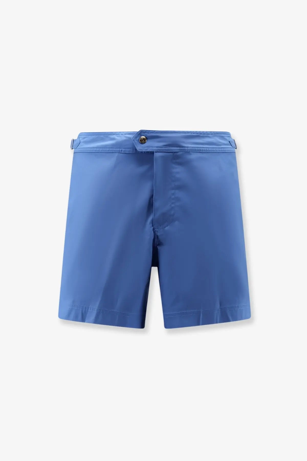 Tom Ford men’s nylon swim trunks blue with sleek tailored design and single button closure at the waist