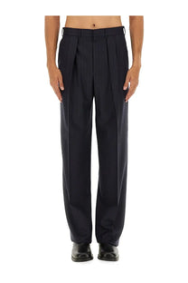 Black pleated wool trousers with tailored fit and classic straight-leg cut for tom ford men pinstripe pants blue