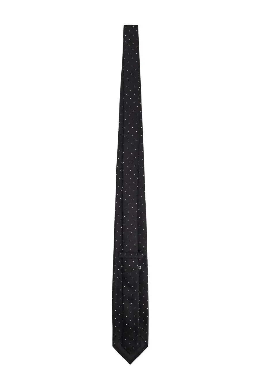 Tom ford men’s black silk tie with subtle white polka dots crafted from smooth printed silk fabric