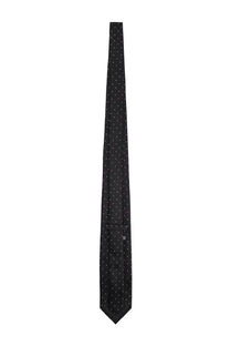 Tom ford men’s black silk tie with subtle white polka dots crafted from smooth printed silk fabric