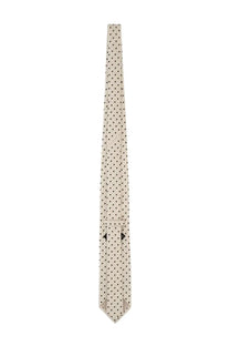 Tom Ford men’s printed silk tie gold cream with subtle small black polka dots and classic pointed tip