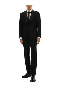 Tom ford men’s shelton dress black tailored suit features classic two-button design and peak lapels in high-quality fabric