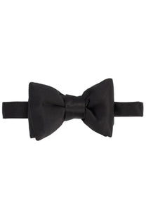 Tom Ford men’s silk bow tie in black satin with a sleek classic design perfect for formal occasions