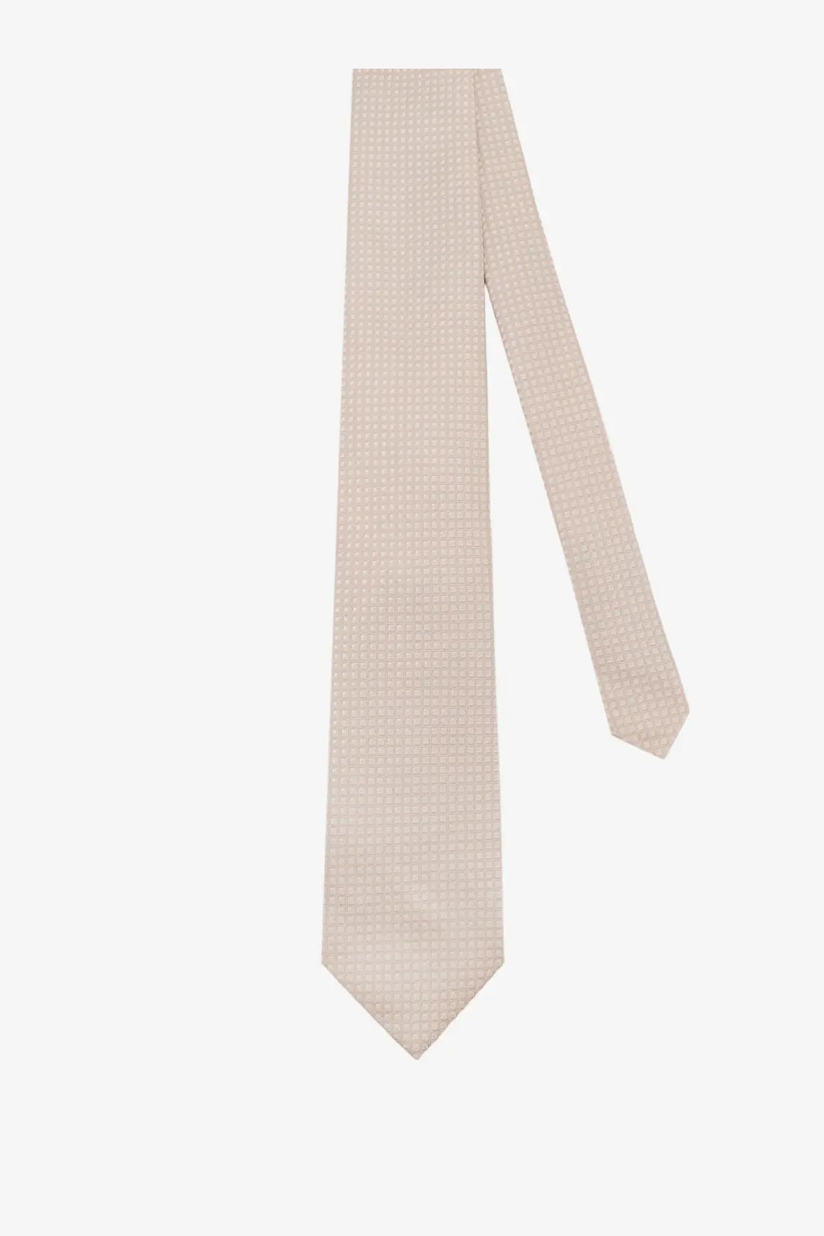 Tom Ford men’s silk tie beige with a subtle geometric pattern for formal and business wear