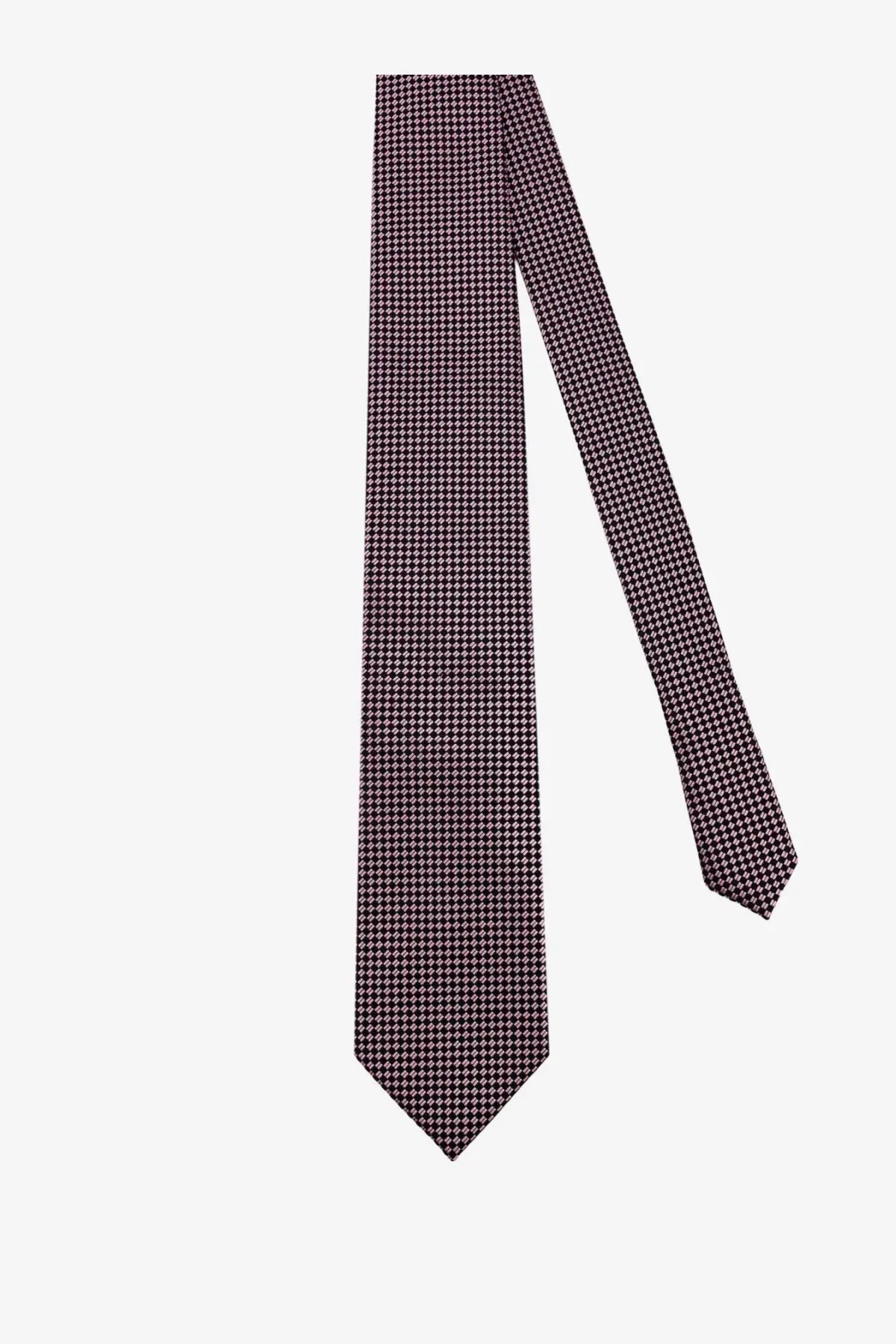 Tom Ford men’s silk tie in dark purple with a subtle lighter houndstooth pattern