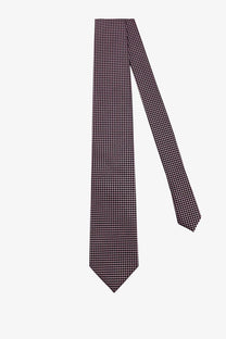 Tom Ford men’s silk tie in dark purple with a subtle lighter houndstooth pattern