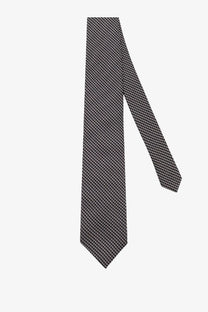 Tom ford men’s silk tie blue featuring a sleek black color with a subtle geometric pattern in fine woven fabric