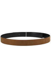 Tom Ford men’s slim belt beige made of brown suede with a black buckle and black inner lining
