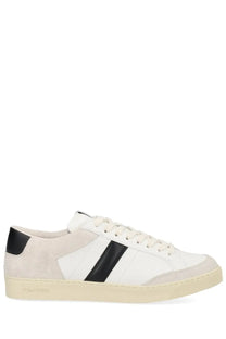 Tom Ford men’s sneaker beige with white and black suede and a sleek minimalist design