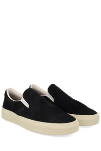 Tom ford men’s sneaker jude black black suede slip-on sneakers with cream rubber sole and white inner lining