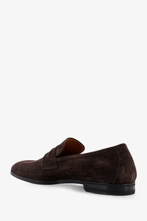 Tom Ford men’s brown suede loafers with classic slip-on design and black rubber sole for stylish comfort